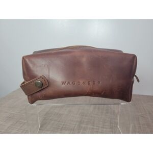 Rustico Wagoneer Brown Leather Dopp Kit Toiletry Bag Mens Travel Shaving Case